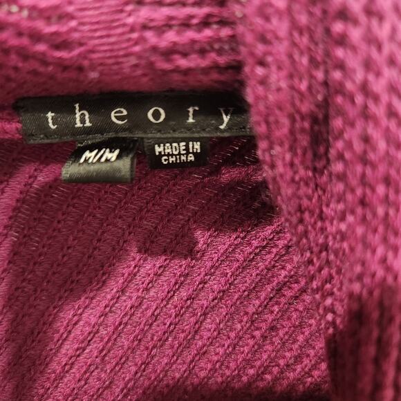 Theory cashmere blend waffle knit open purple cardigan size medium - Picture 5 of 5